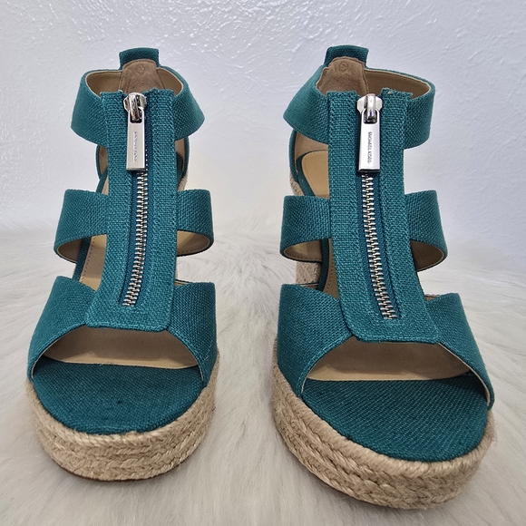 Michael Kors Green Espadrille Wedge Shoes - Picture 1 of 4